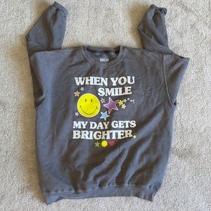 Pac sun Smiley size M/L grey sweatshirt with smiles and stars